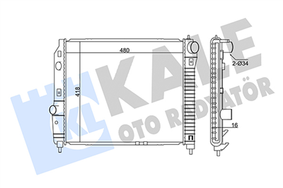 SU RADYATÖRÜ AL/PL/BRZ CHEVROLET AVEO, KALOS 480x418x16MM 