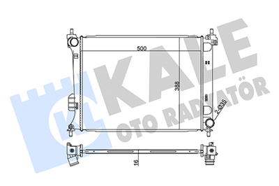 SU RADYATÖRÜ AL/PL/BRZ HYUNDAI I20 1.2-1.4 08-15, 1.6 08-12 (500x388x16) 