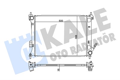 SU RADYATÖRÜ AL/PL/BRZ HYUNDAI I20 1.2-1.4 08-15, 1.6 08-12 (500x388x16) 