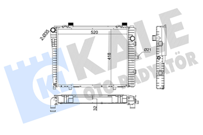 SU RADYATÖRÜ AL/PL/BRZ MERCEDES-BENZ C SERİSİ W202 95-00, CLK SERİSİ C208 97-00 520x420x32 
