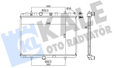 SU RADYATÖRÜ AL/PL/BRZ PEUGEOT 301 , 1007 , 2008 , 207 1.6 HDI 06=>, CITROEN C2 , C3 II, C ELYSEE 1.4-1.6, 1.4 HDI 03=> 