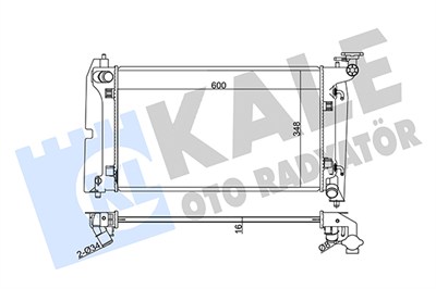 SU RADYATÖRÜ AL/PL/BRZ TOYOTA AVENSIS 1.8 03-08, COROLLA E12 1.4 VVT-I 01-07, 1.6 VVT-I 02-06, 1.8 VVTL-I TS 01-07 600x436x16MM 