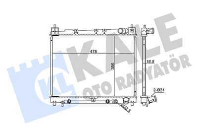 SU RADYATÖRÜ AL/PL/BRZ TOYOTA YARIS 1.3 99-05, 1.5 00-05 (350x478x16) 