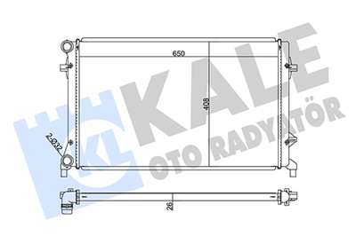 SU RADYATÖRÜ BRAZING AUDI A3, SEAT ALTEA-LEON-TOLEDO III, SKODA OCTAVIA-YETI, VOLKSWAGEN CADDY III-EOS-GOLF V-VI, JETTA III-PASSAT-TOURAN 1.4 1.6 2.0 1.6/2.0FSI 03 => (AT/MT) (AC/NAC) 648X408X26 