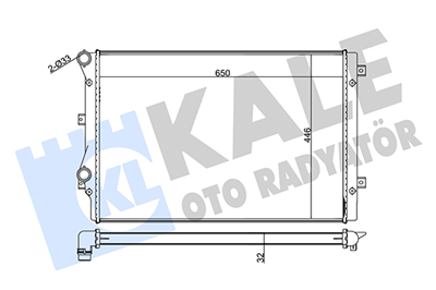 SU RADYATÖRÜ BRAZING AUDI A3-TT 04 =>, SEAT ALTEA-LEON-TOLEDO III 07 =>, SKODA OCTAVIA-SUPEB-YETI 07 =>, VOLKSWAGEN GOLF VI-JETTA III-IV, PASSAT-SCIROCCO 09 => 1.8/2.0TFSI-TSI (MT) 650X446X32 