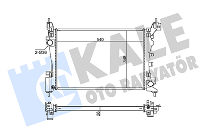SU RADYATÖRÜ BRAZING FIAT GRANDE PUNTO, PUNTO, FIORINO, QUBO 1.2 1.4 1.4 16V 05 => (MT) (AC/NAC) 540X348X26 