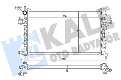 SU RADYATÖRÜ BRAZING OPEL CORSA C-COMBO-TIGRA 1.3/1.7 CDTI 03 => (MT) (AC) 600X348X26 