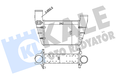 TURBO RADYATÖRÜ (INTERCOOLER) AL/PL/BRZ AUDI A4 1.8 T 95-00, 1.8 T QUATTRO 2.8 95-97, 1.9 TDI 95-00, VOLKSWAGEN PASSAT 1.8 T 96-00, 1.9 TDI 96-00 (240.8X166.2X67) 