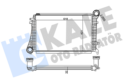 TURBO RADYATÖRÜ (INTERCOOLER) AL/PL/BRZ AUDI A3 VOLKSWAGEN CADDY III, GOLF, JETTA, SKODA OCTAVIA, SUPERB, SEAT TOLEDO (615X406.6X32) 