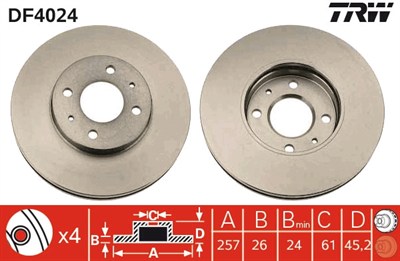 (Ü.K) FREN DİSKİ ÖN HAVA KANALLI, BOYALI, 4 BİJON, 257 MM NISSAN ALMERA I HB 2.0 GTİ 96-00, SUNNY III LB 2.0 İ 16V 90-95, SUNNY III HB 2.0 GTİ 16V 90-95 