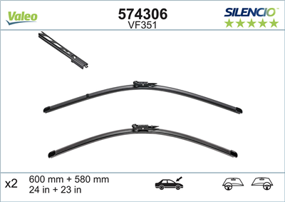 VALEO SİLENCİO X-TRM FLAT BLADE VM351 (X2) (600+580 MM) BMW 5 (E60) 