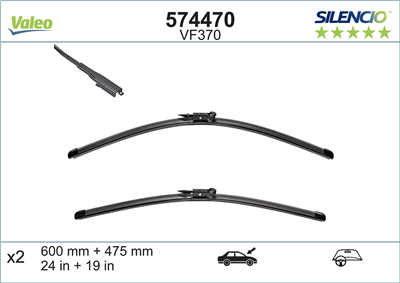 VALEO SİLENCİO X-TRM FLAT BLADE VM370 (X2) (600+475 MM) BMW 3-SERİES (E90) (09>) 