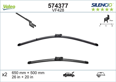 VALEO SİLENCİO X-TRM FLAT BLADE VM428 (X2) (650+500 MM) VOLVO C30/ S40 / V50 / S80 
