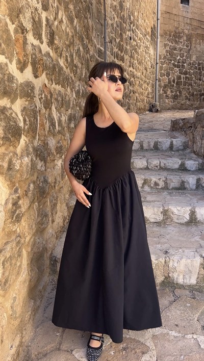 V Bel Maxi Elbise