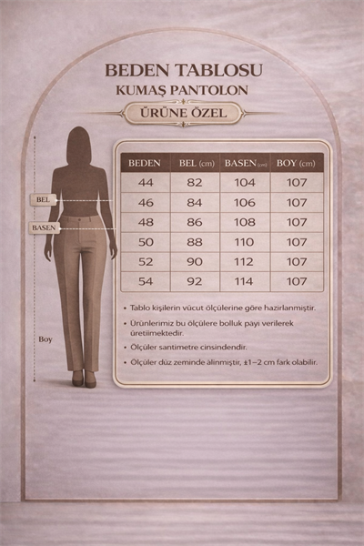 Beli Lastikli Büyük Beden Gabardin Geniş Paça Pantolon Vizon