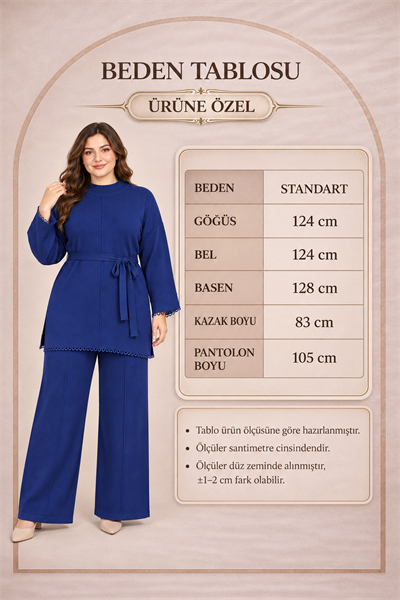 Büyük Beden Bağlamalı Triko Takım Siyah