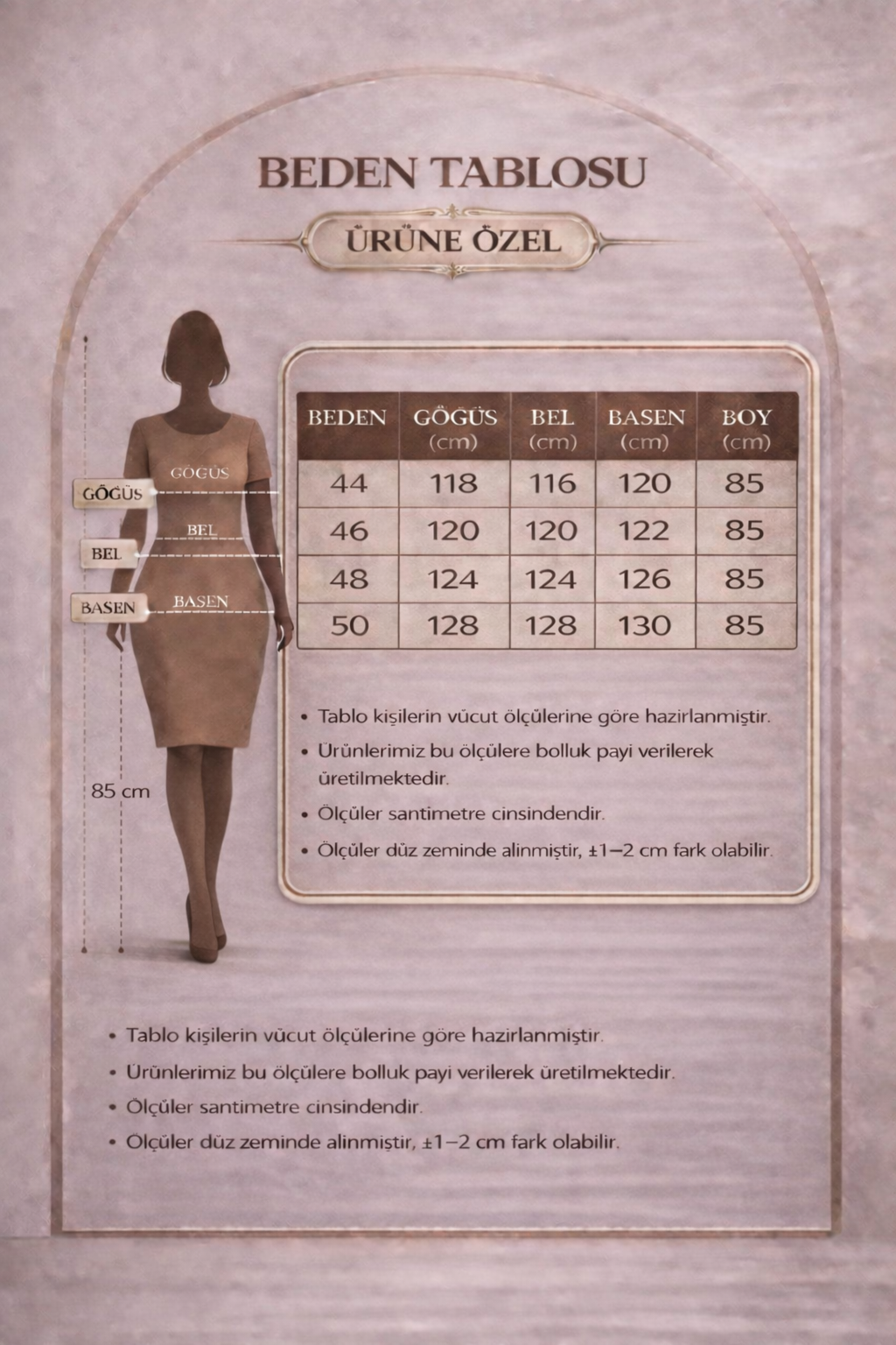 Asimetrik Kesim Müslin Kumaş Çizgili Büyük Beden Vizon Tunik