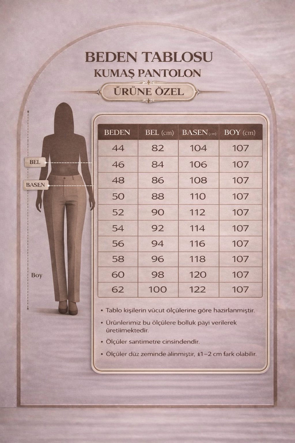 Büyük Beden Vizon Kumaş Pantolon