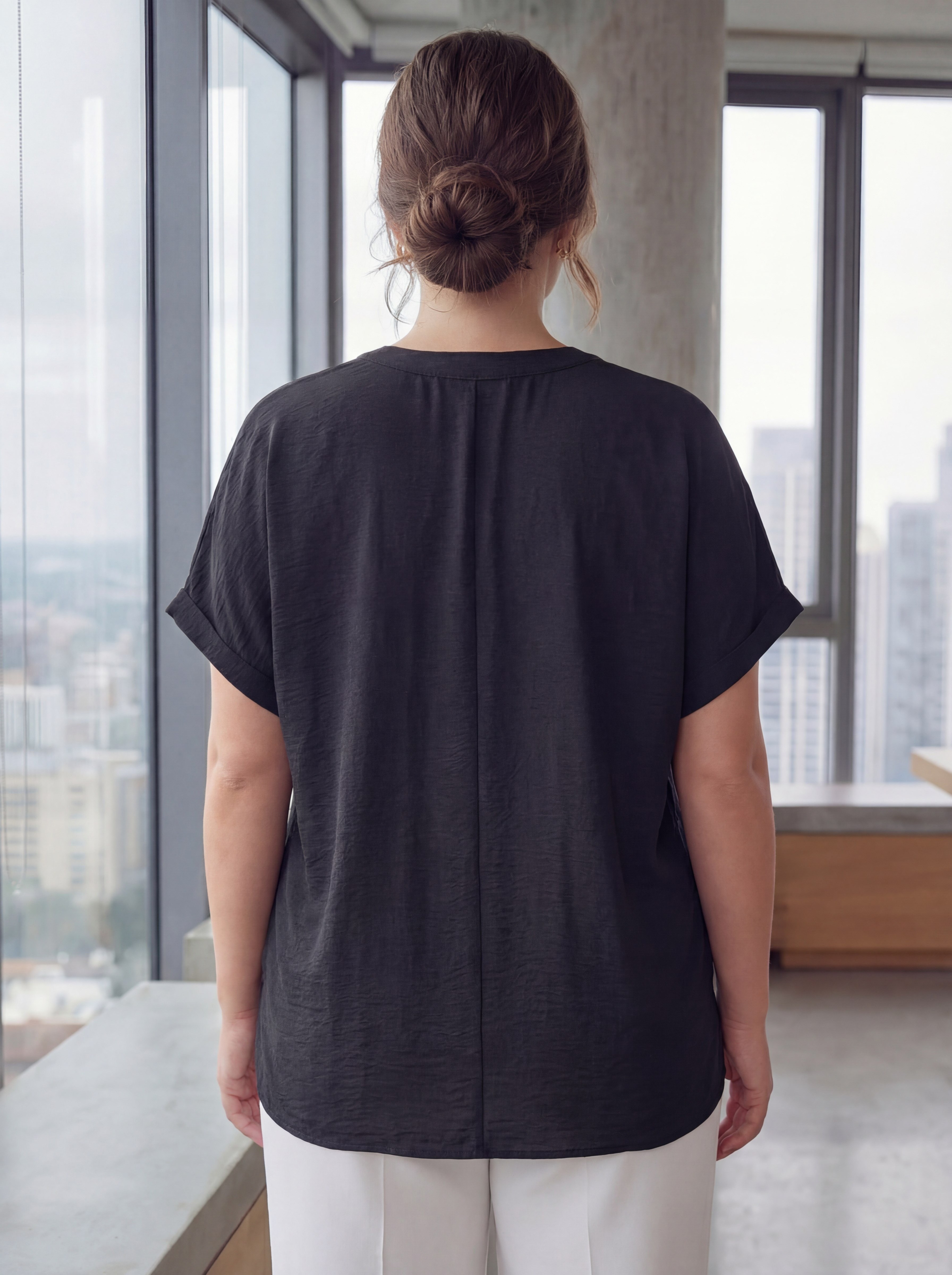 Kroşete Detaylı Büyük Beden Bluz Siyah