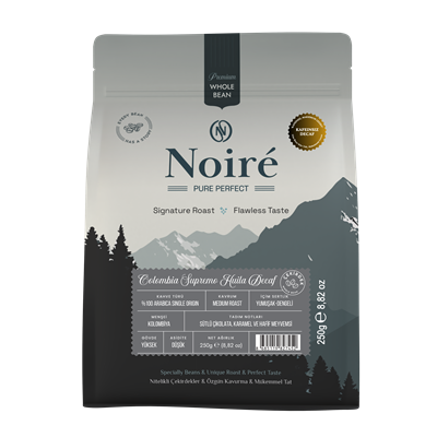 Noire Colombia Supremo Huila Decaf Çekirdek Kahve 250g %100 Arabica Single Origin Kafeinsiz
