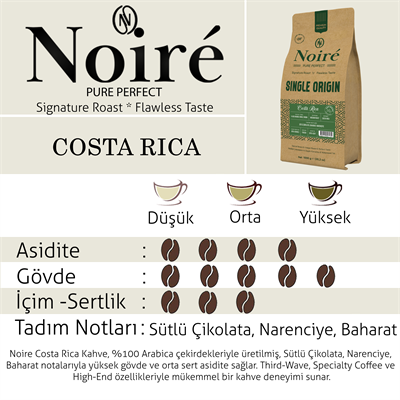 Noire Costa Rica 1000g %100 Arabica Single Origin 