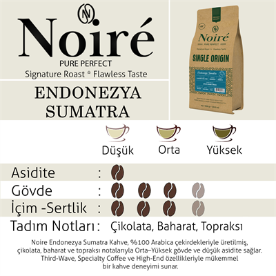 Noire Endonezya Sumatra 1000g %100 Arabica Single Origin 