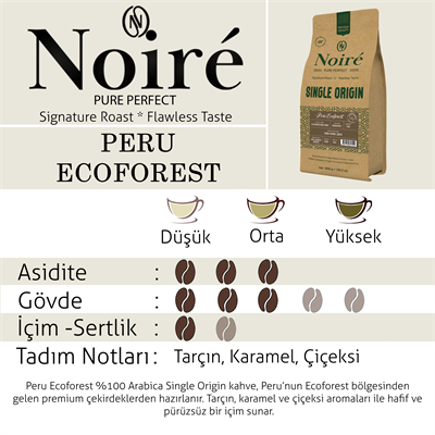 Noire Peru Ecoforest 1000g %100 Arabica Single Origin 