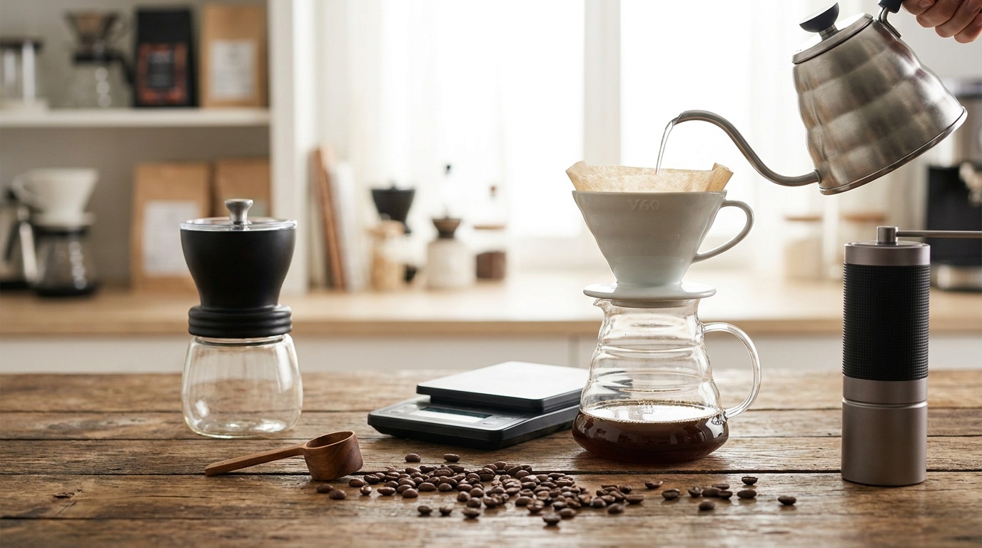 V60 kahve demleme yöntemi ve kahve su oranı