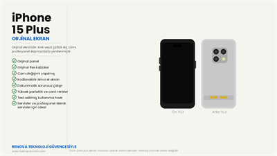RENOVA iPhone 15 Plus Cam Değişmiş Ekran