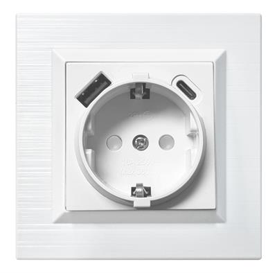 BEYAZ ÇOCUK KORUMALI TOPRAKLI PRİZ+USB ŞARJ+TYPE C ŞARJ 3.1 AMPER HIZLI ŞARJ