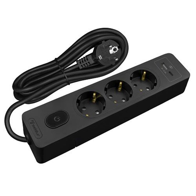 Seldur Kablolu USB/Type-C 3'lü 2 Metre Siyah Grup Priz