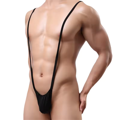 Siyah Fantezi Giyim Lastikli Erkek Body HF4616 