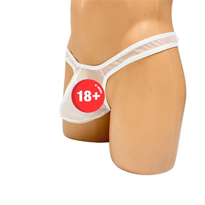 Beyaz Fantezi Giyim Transparan Tül Erkek String Tanga HF4584 