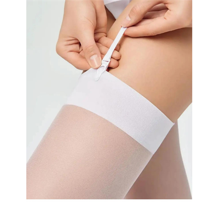 Beyaz Fantezi Giyim Basic Jartiyer Çorabı HF0435 
