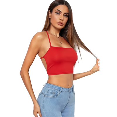 Kırmızı Fantezi Giyim Sırtı Açık Bağlamalı Crop Büstiyer HF5441-K