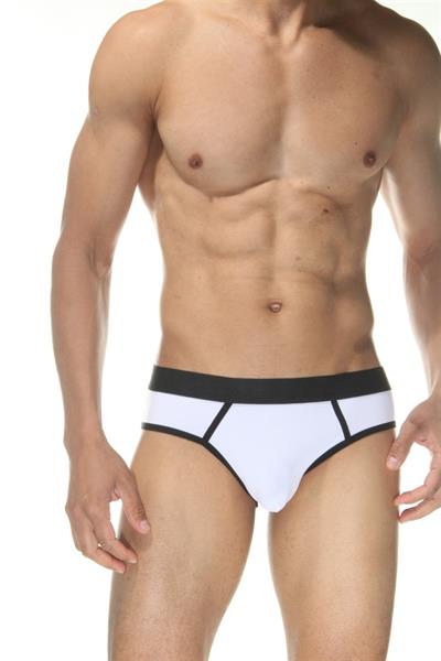 Erkek Beyaz Fantezi Giyim Biyeli Jockstrap HF102111 