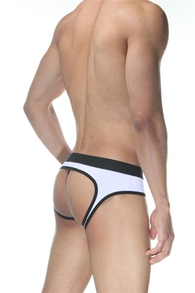 Erkek Beyaz Fantezi Giyim Biyeli Jockstrap HF102111 