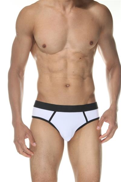 Erkek Beyaz Fantezi Giyim Biyeli Jockstrap HF102111 
