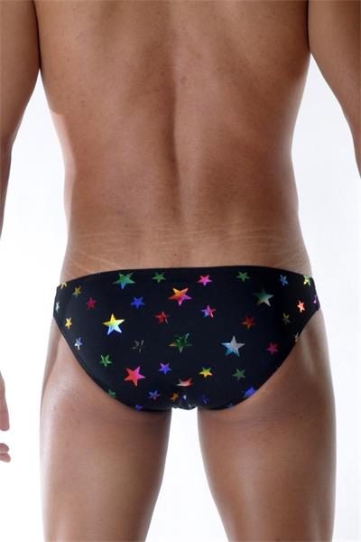 Erkek Siyah Fantezi Giyim Yıldız Desenli Slip HF111819 