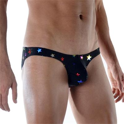 Erkek Siyah Fantezi Giyim Yıldız Desenli Slip HF111819 