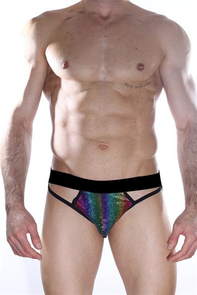 Erkek Çok Renkli Fantezi Giyim Parlak Desenli Jockstrap HF012143 