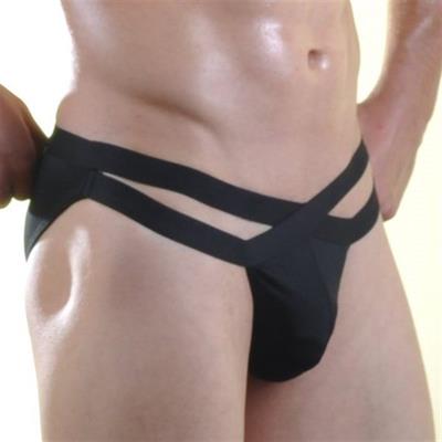 Erkek Siyah Fantezi Giyim Çapraz Askılı Jockstrap HF071036 