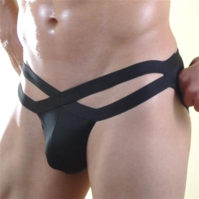 Erkek Siyah Fantezi Giyim Çapraz Askılı Jockstrap HF071036 