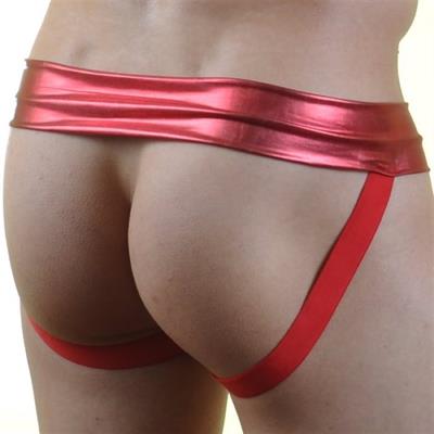 Erkek Kırmızı Fantezi Giyim Deri Görünümlü Jockstrap HF071049 