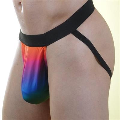 Erkek Çok Renkli Fantezi Giyim Gökkusağı Desenli Jockstrap HF071063 