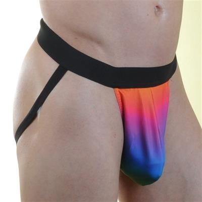 Erkek Çok Renkli Fantezi Giyim Gökkusağı Desenli Jockstrap HF071063 
