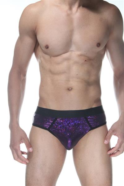Erkek Mor Fantezi Giyim Parlak Jockstrap HF102121 