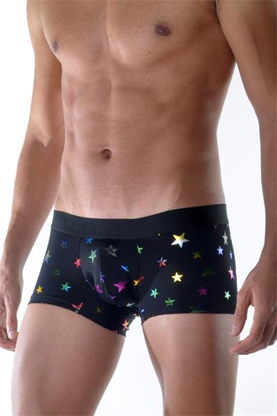 Erkek Siyah Fantezi Giyim Yıldız Desenli Boxer HF111804 