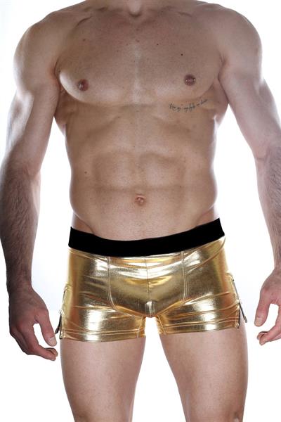 Erkek Altın Rengi Fantezi Giyim Deri Görünümlü Boxer HF012101 
