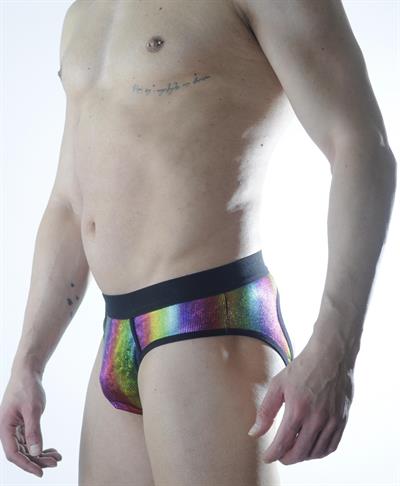 Erkek Çok Renkli Fantezi Giyim Gökkuşağı Desenli Parlak Jockstrap HF301166 